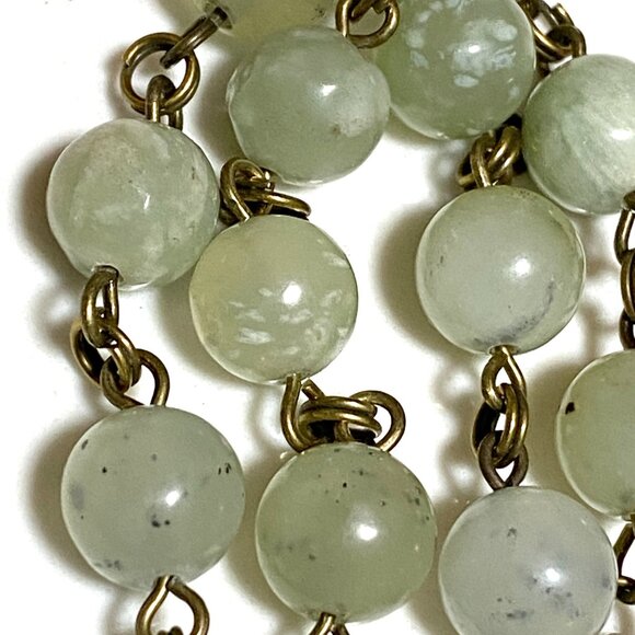 Natural Mint Green Serpentine Necklace, Bronze Leaf Branch + Genuine Gemstone - Picture 9 of 16